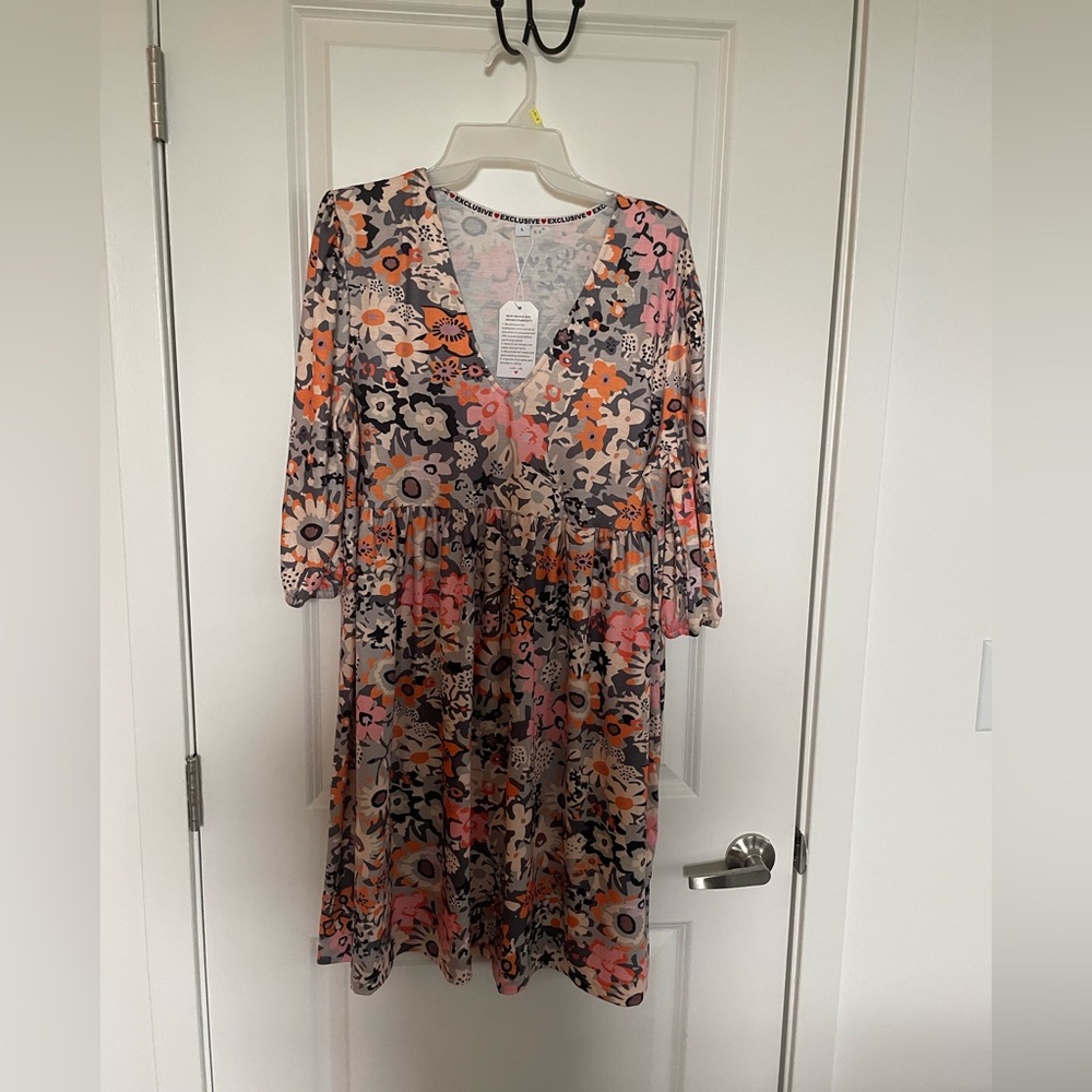 Flowered Pattern A-line dress